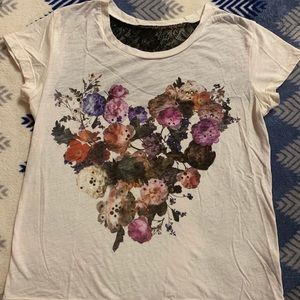 Express S/P White shirt floral design